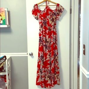 Red Floral Print Maxi